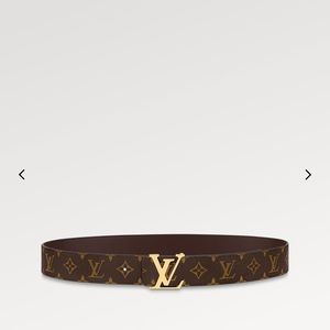 Louis Vuitton Brown Monogram Initiales  Canvas Belt with Gold LV Buckle